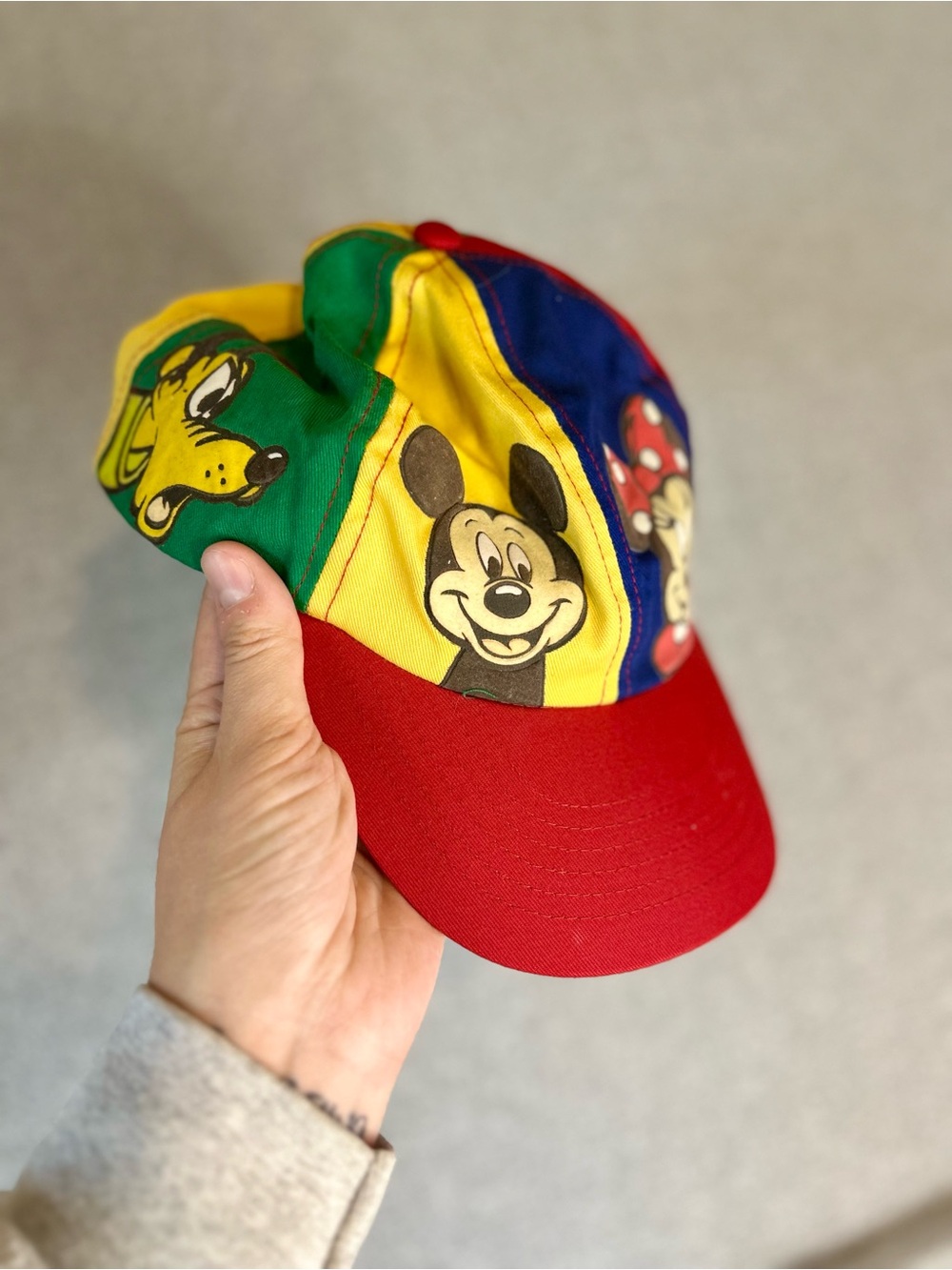 Vtg 90s Goofy’s Hat Co Walt Disney World Colorblock Snapback Youth Mickey Cap